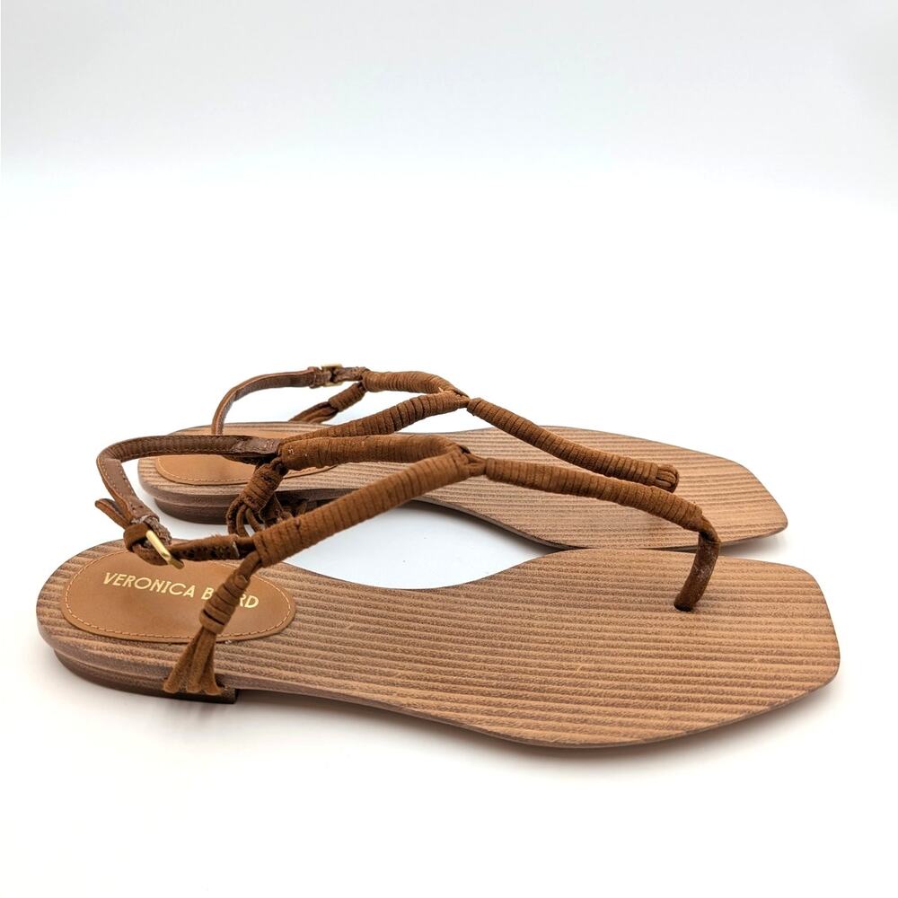Veronica Beard Amelia Ankle Strap Thong Slingback Sandals Caramel Size US6.5M - Picture 4 of 12